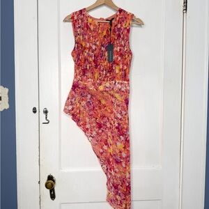 BCBGMAXAZRIA Floral Asymmetric Top